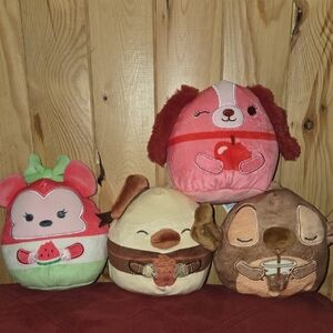 Squishmallow Disney Scentex Plush Toys Set - Red, Brown, Cream